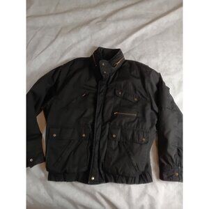 1970s Grapevines Black Jacket Size Large Gorpcore Quilt Lined